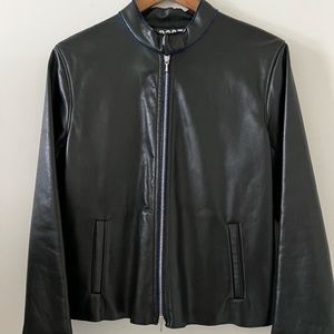 Roots 100% Black Leather Jacket Size M